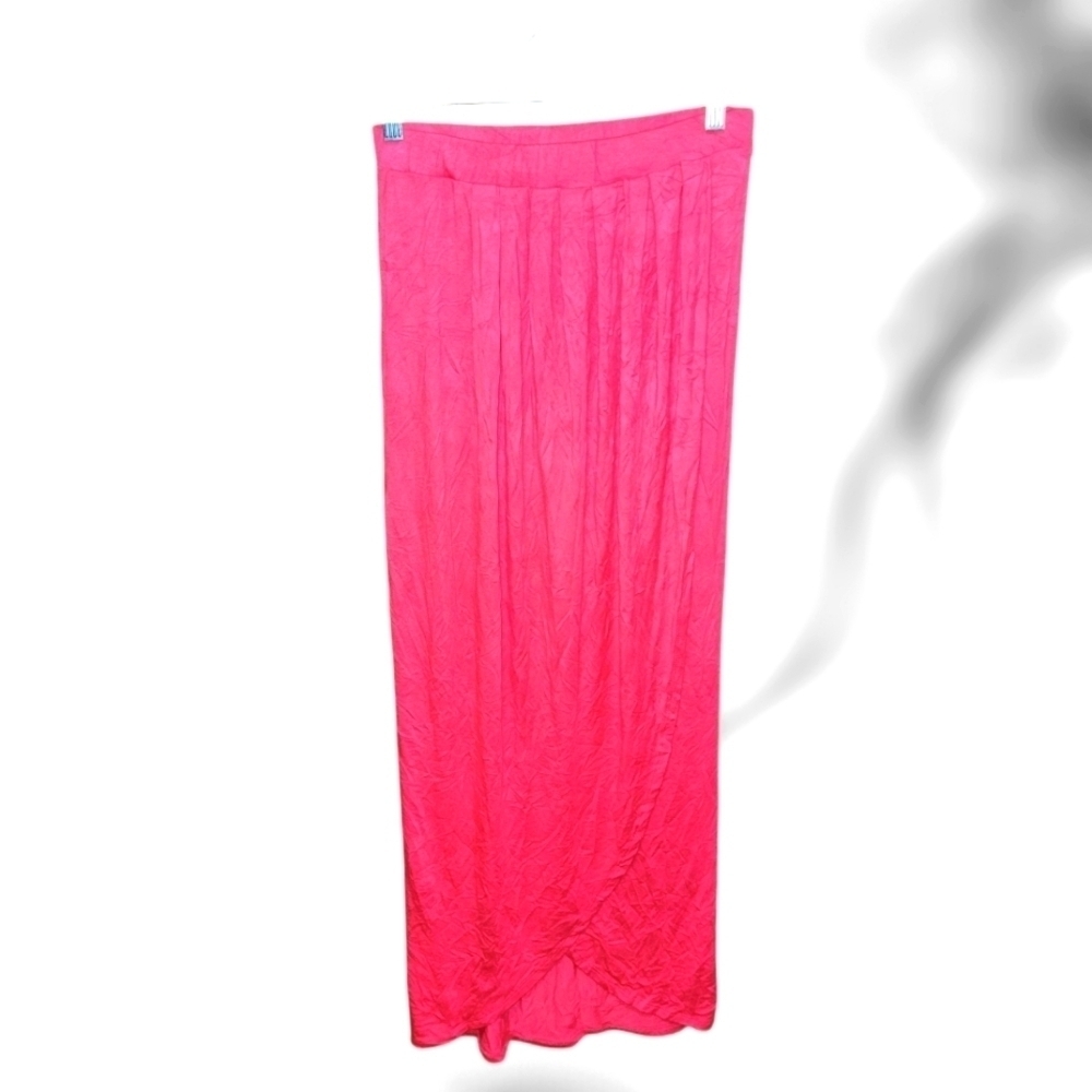 New “Green Envelope LA” size Small Long Pink Faux Wrap Skirt Tulip hem